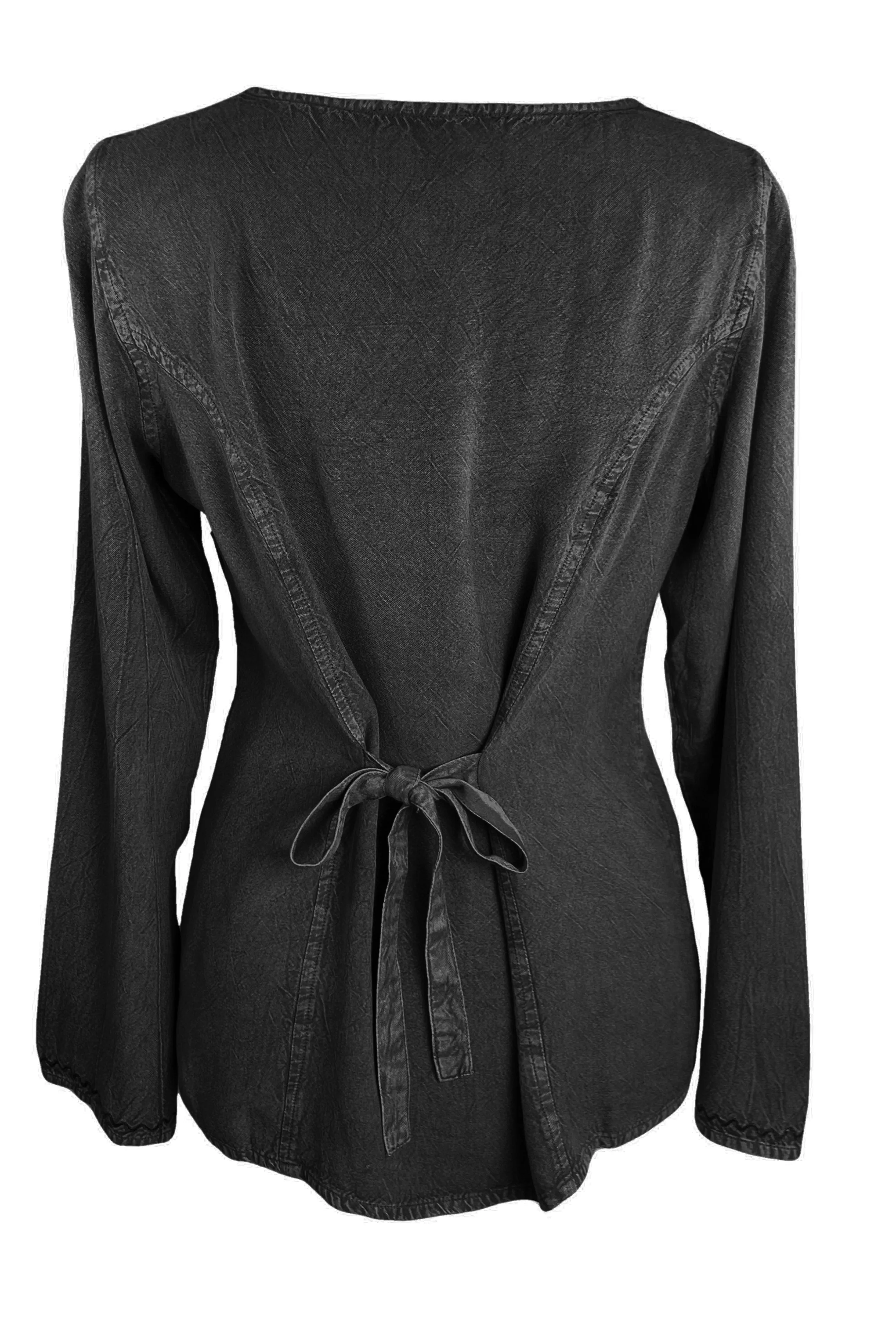 27 707 B Women's Boho Medieval Embroidered Button Down Full Sleeve Shirt Blouse