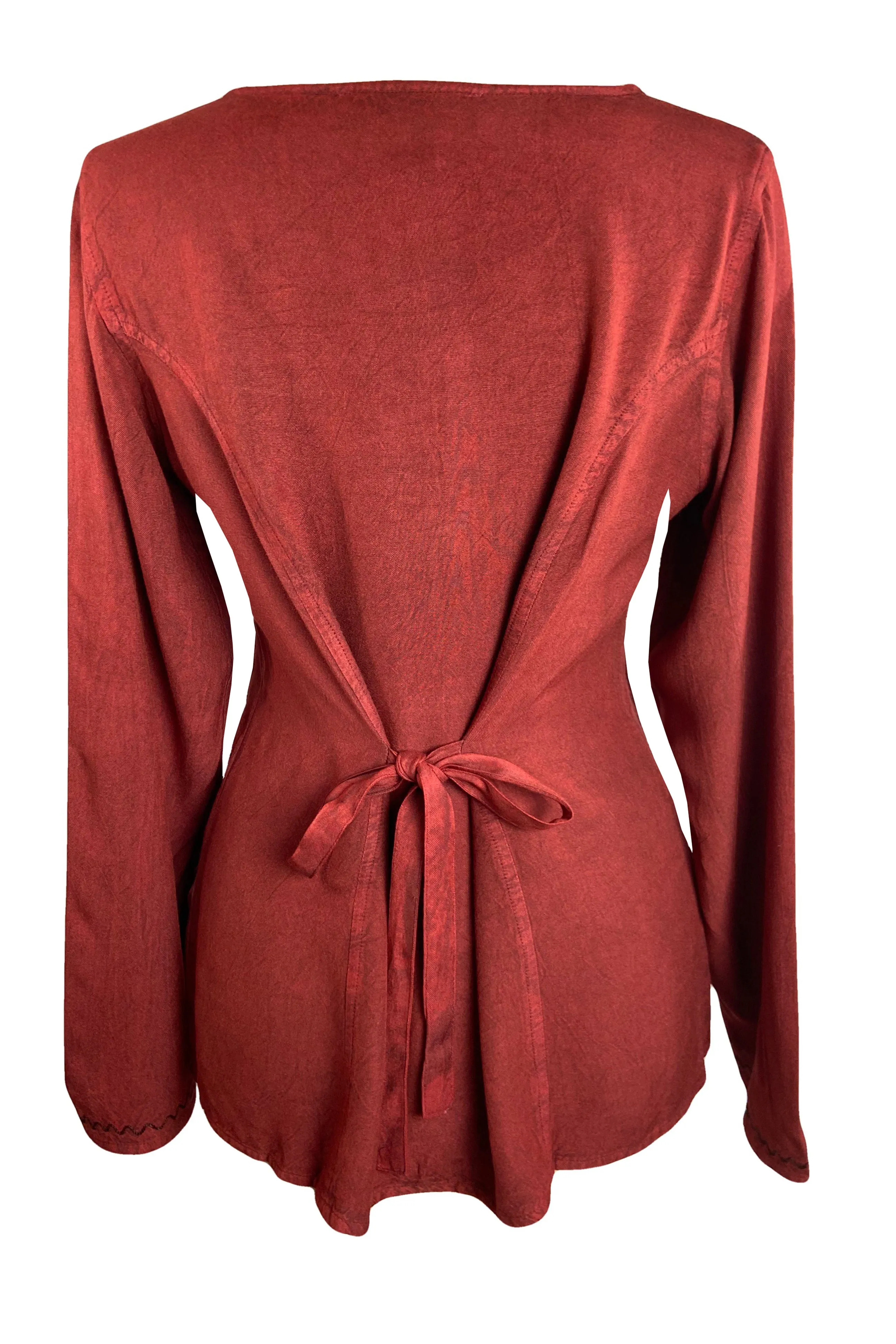 27 707 B Women's Boho Medieval Embroidered Button Down Full Sleeve Shirt Blouse