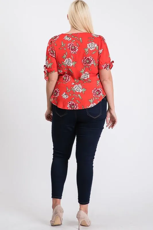 Big Flowers Over Wrap Top