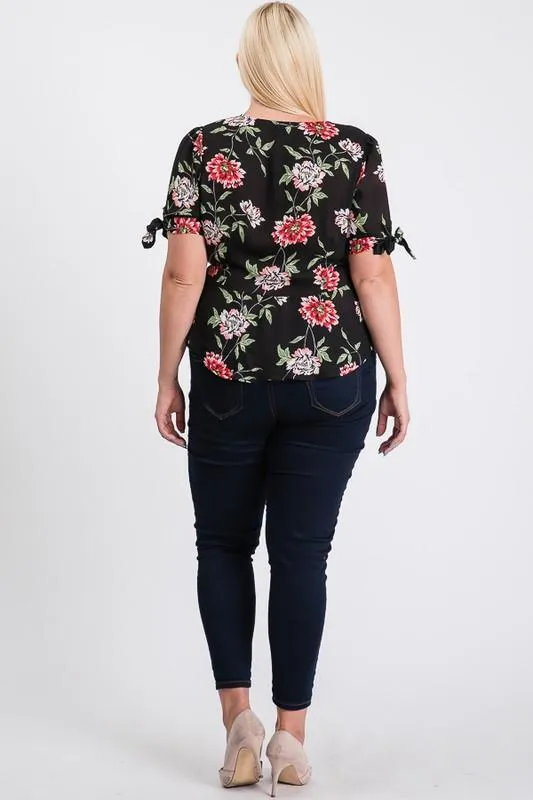 Big Flowers Over Wrap Top