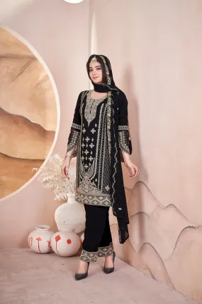 Black Pure Georgette Heavy Embroidered Work Salwar Suit