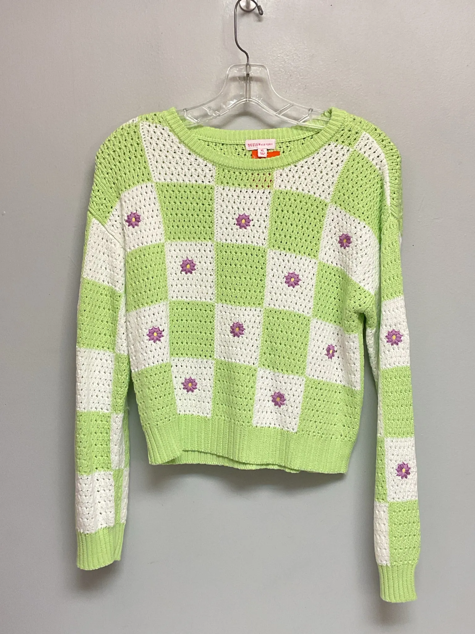 Design History Size 14 Green & Pink Cotton Big Girls Sweaters & Vests