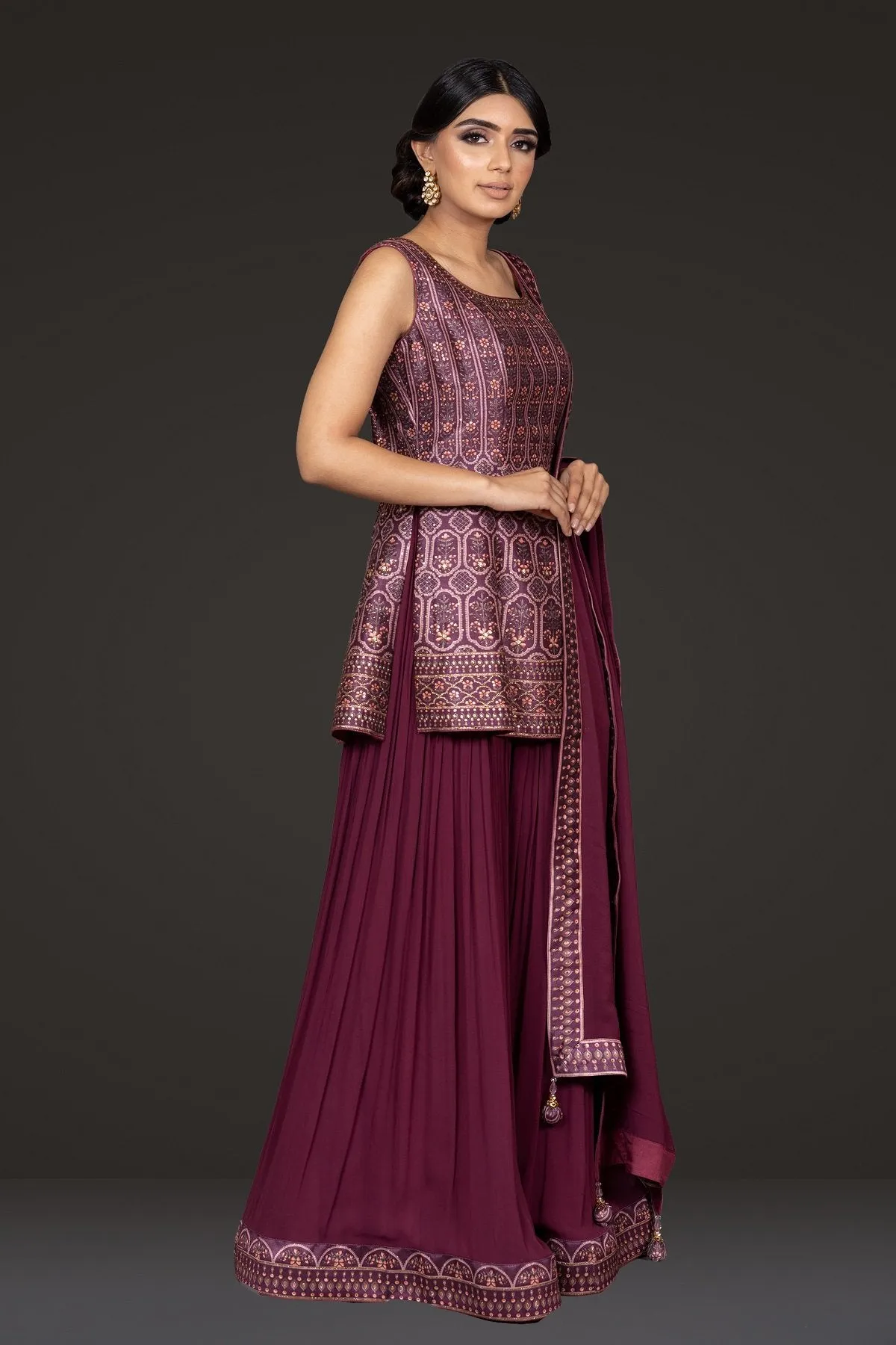 Indo-western Digital Printed Peplum with Sharara