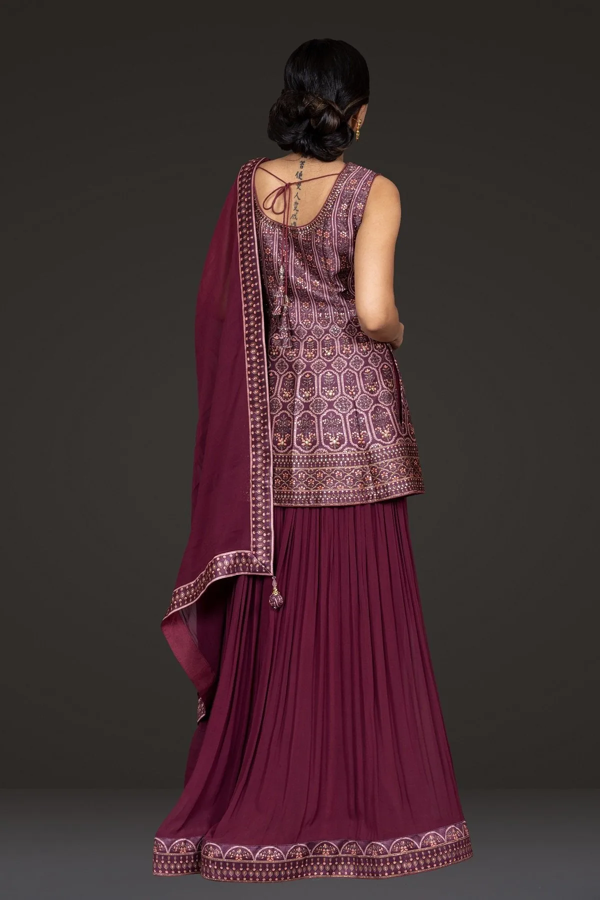 Indo-western Digital Printed Peplum with Sharara