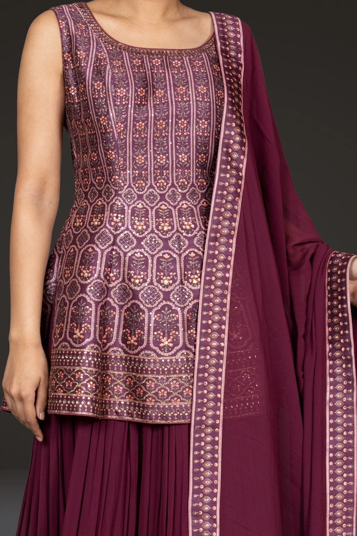 Indo-western Digital Printed Peplum with Sharara