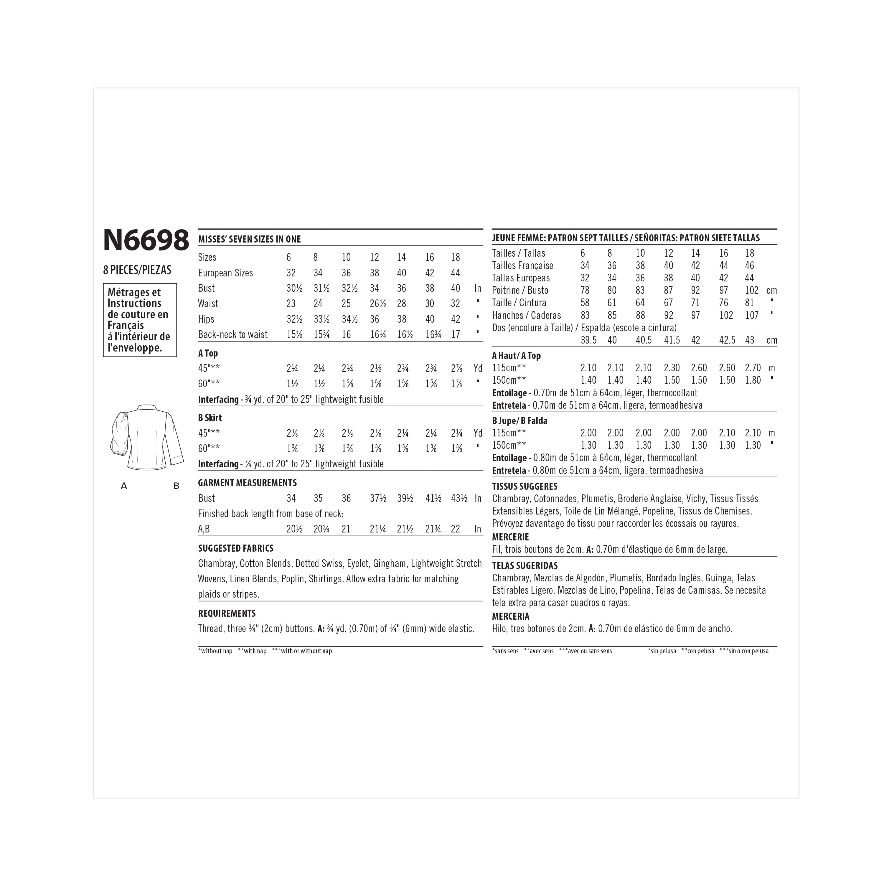 New Look Sewing Pattern N6698 - Misses' Tops