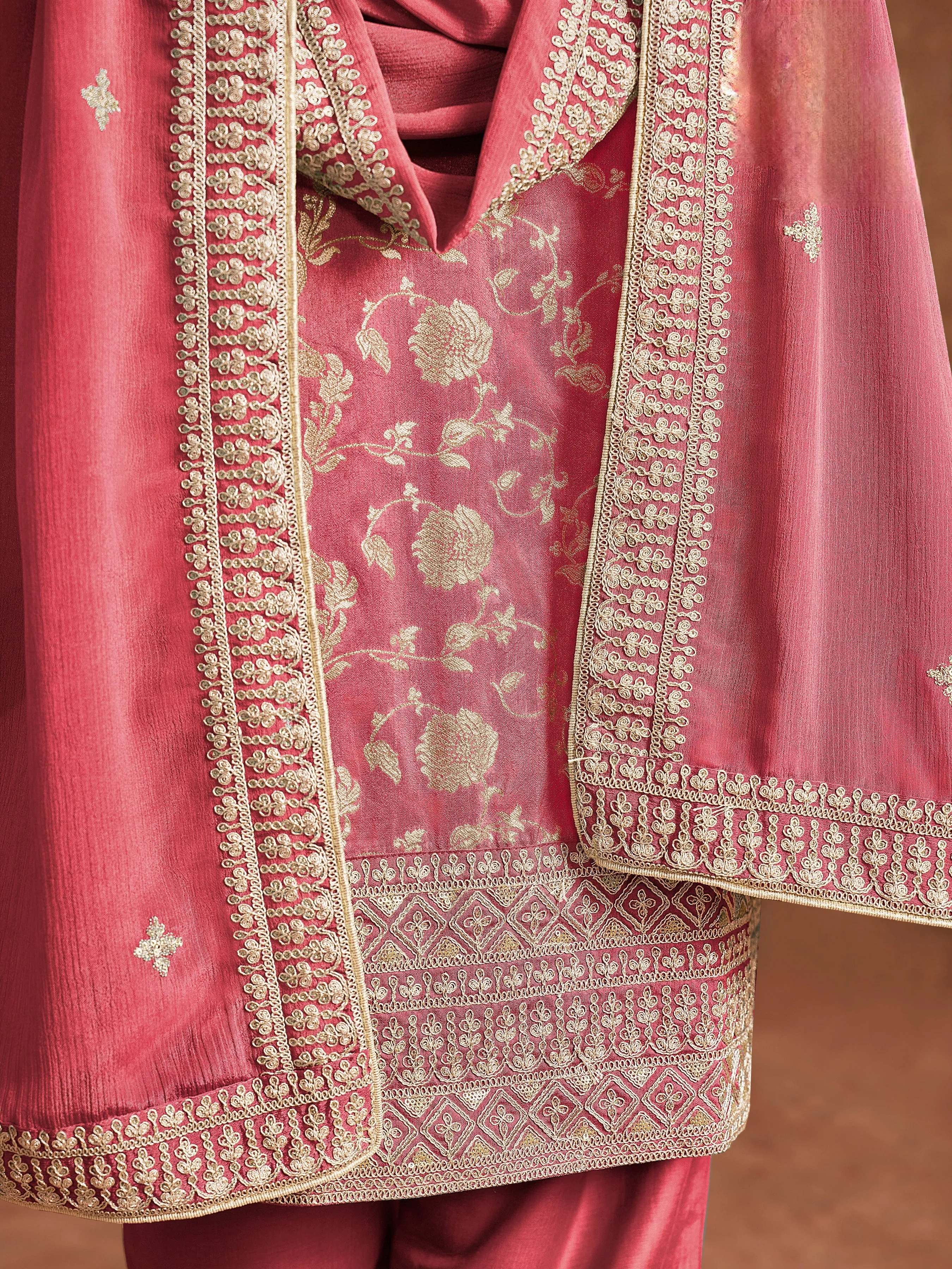 Pink Pure Party Wear Heavy Embroidered Work Salwar Suit
