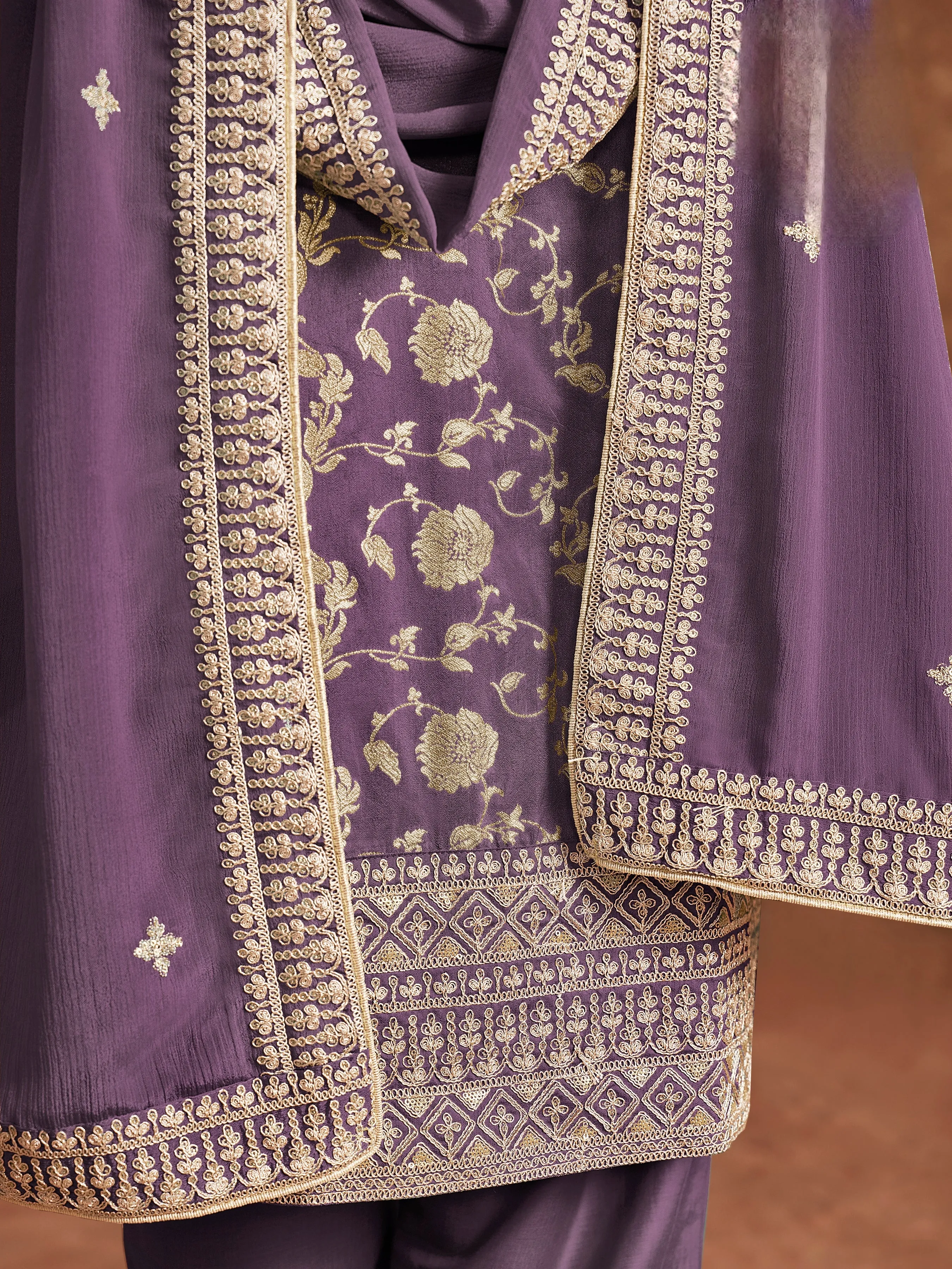 Purple Pure Party Wear Heavy Embroidered Work Salwar Suit