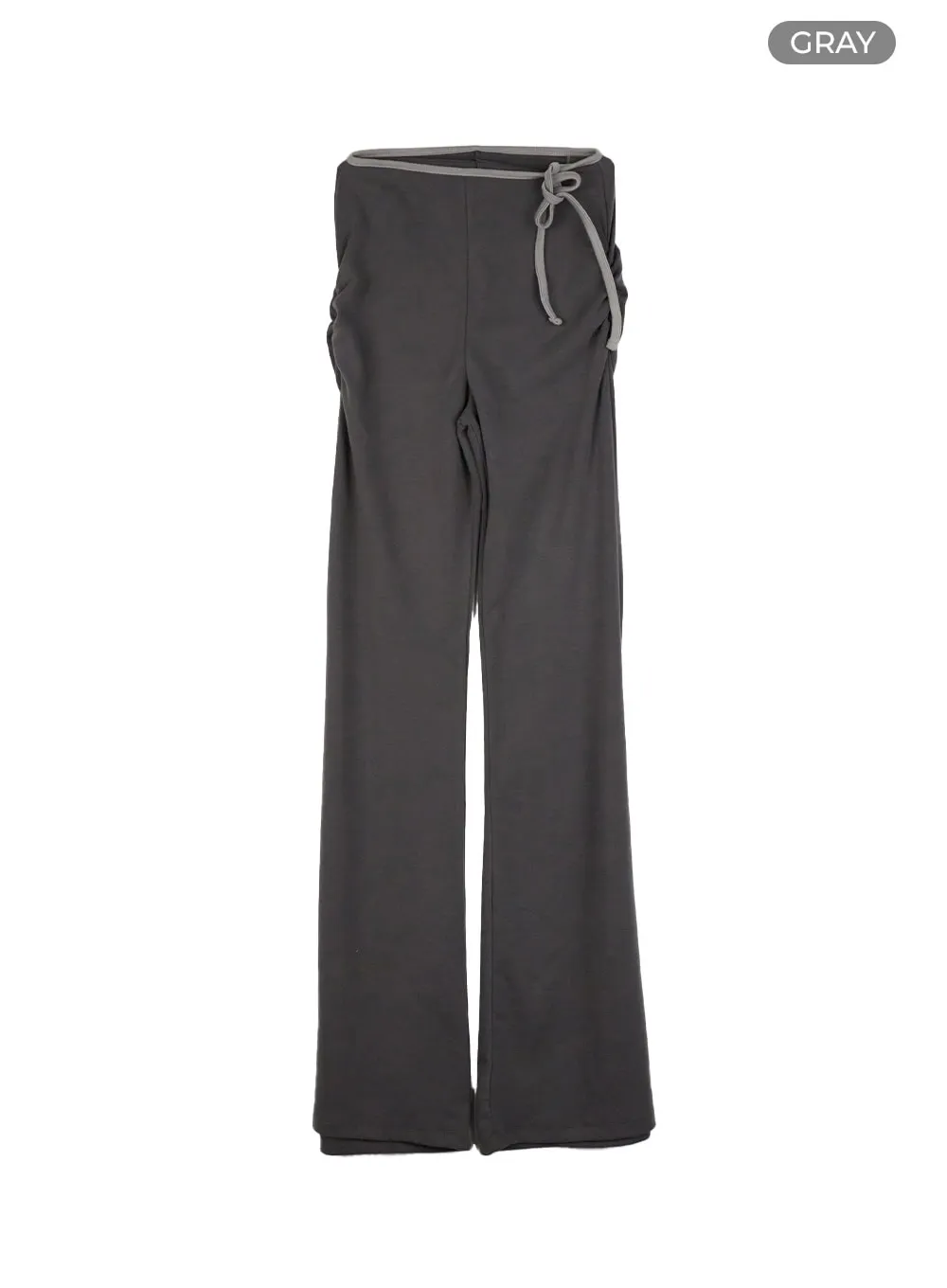 Ribbon Shirred Bootcut Cotton Pants CU414