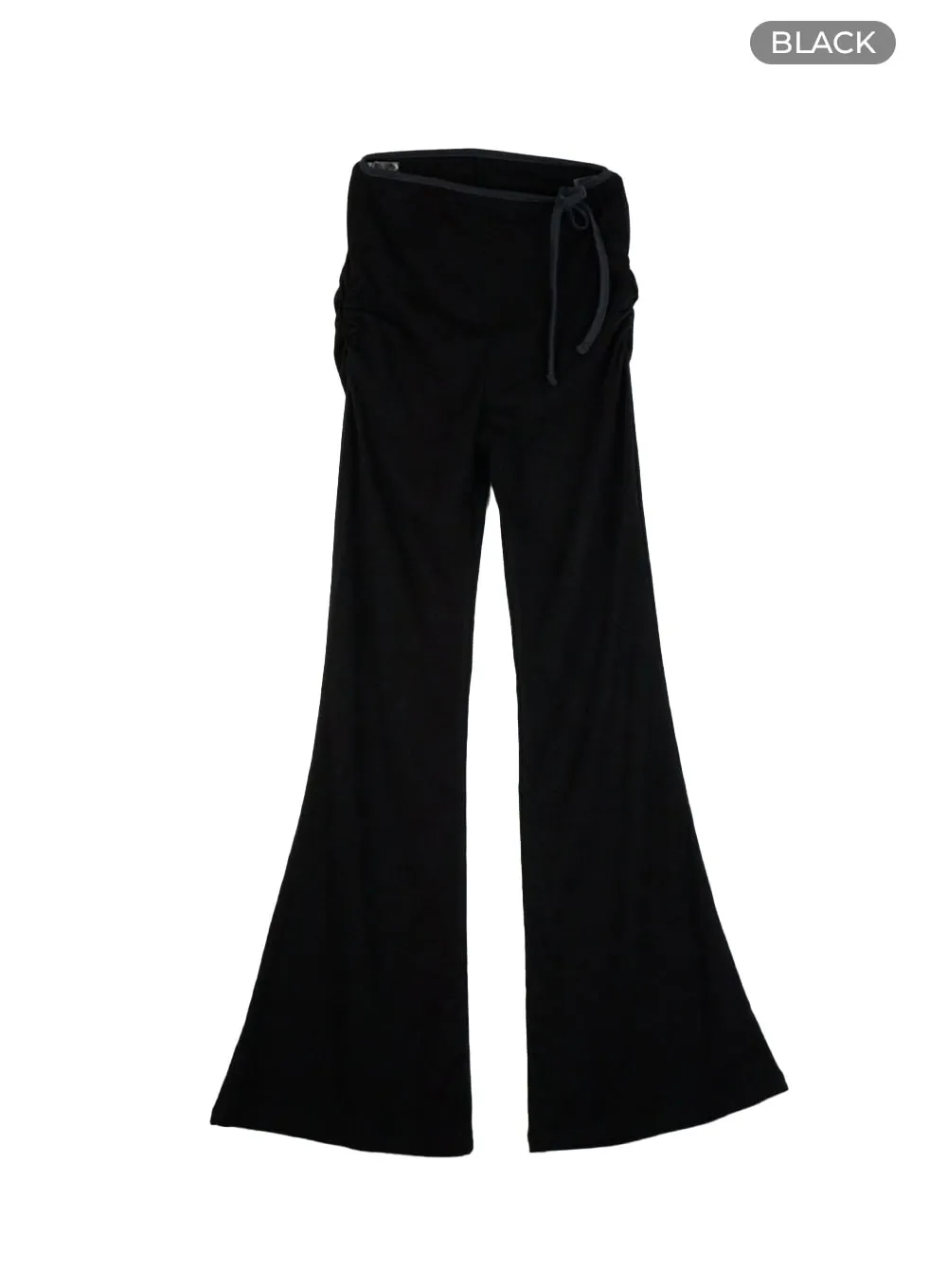 Ribbon Shirred Bootcut Cotton Pants CU414