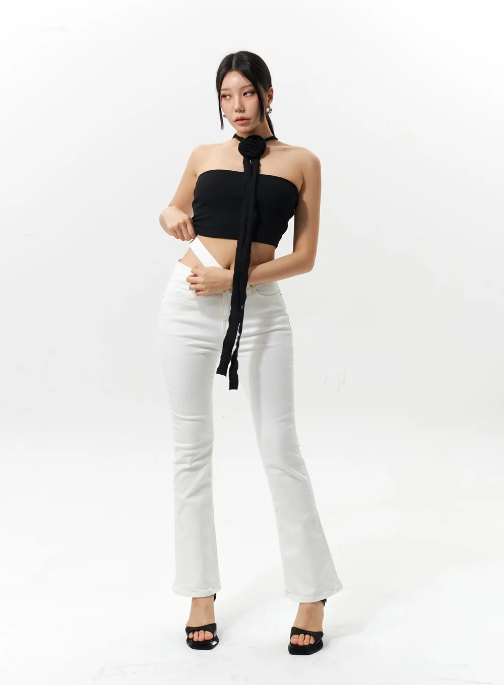 Strap Detail Bootcut Pants IU322